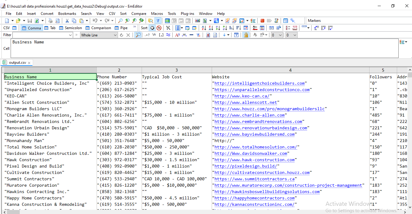 Web Scraping: Extracting Professionals Data from Houzz using C# & Selenium